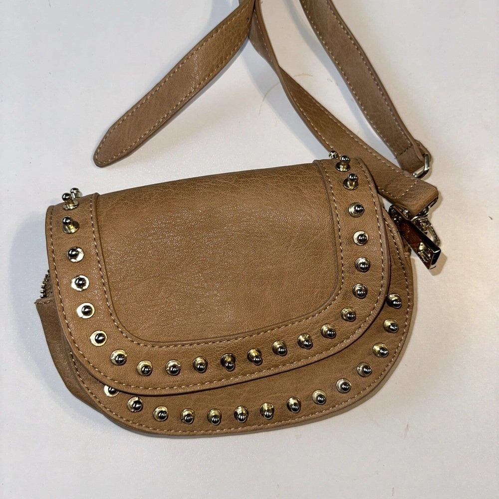 big buddha purse Small Brown Leather brass “spikes” Sling Body Cross Body